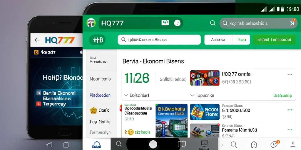 Antarmuka HQ777 yang modern dan informatif untuk sektor Ekonomi Bisnis.