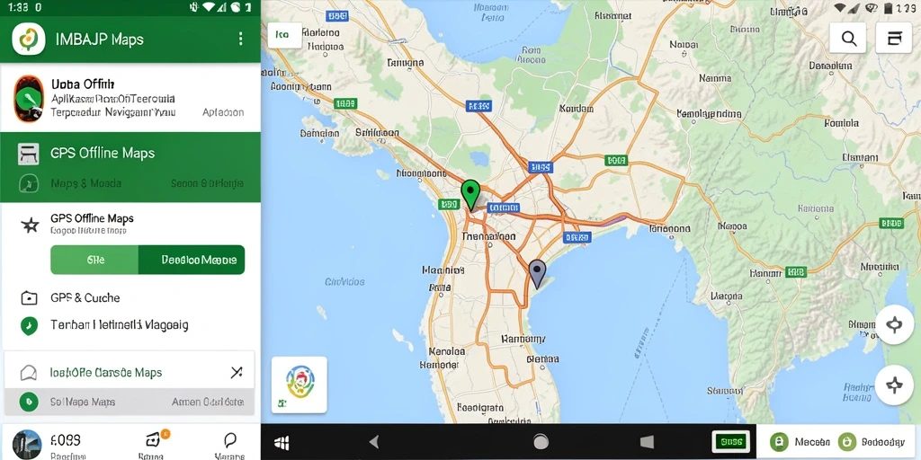 Antarmuka pengguna IMBAJP untuk navigasi GPS Offline yang mudah.