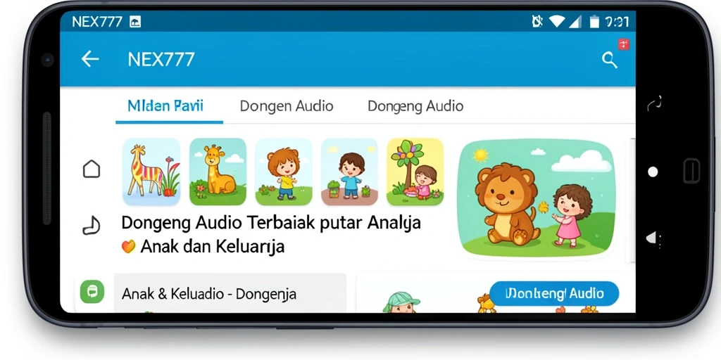 Antarmuka NEX777 yang menarik dan interaktif untuk mendengarkan dongeng.