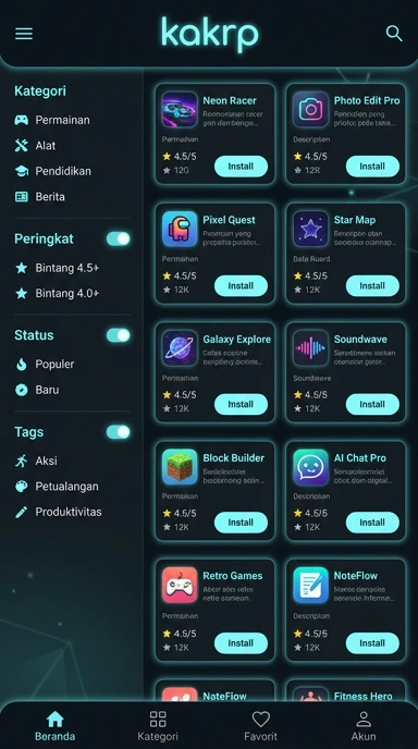 Tampilan katalog aplikasi kakrp