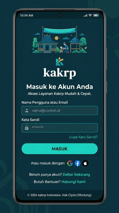 Tampilan halaman login kakrp